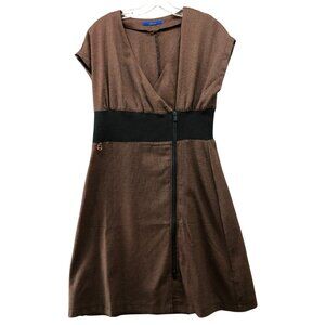 Skunkfunk Brown Midi Dress with Black Waistband